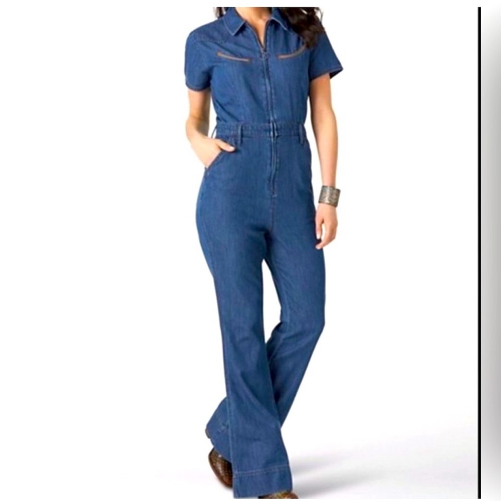 Wrangler Retro Denim Zip Front Western Coveralls Jumpsuit Boiler Suit - Size L